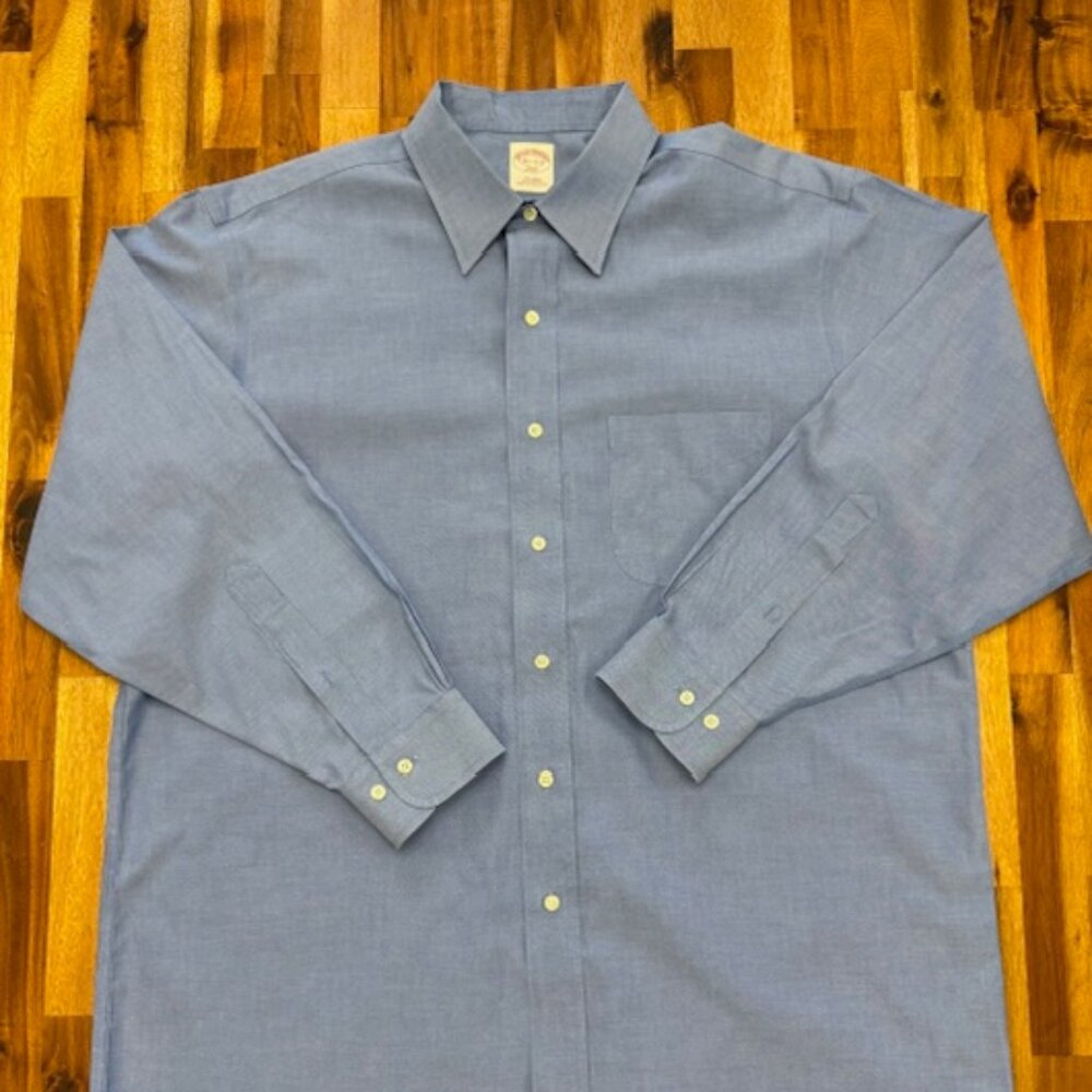 Brooks Brothers Mens Button Down Long Sleeve Dress Shirt Blue 16 1/2 -2/3